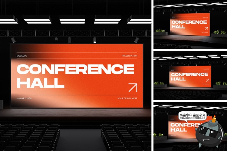 图片[1]-影院会议厅展会大屏幕发布会演讲舞台投影模型展示贴图样机PS素材-设计猿