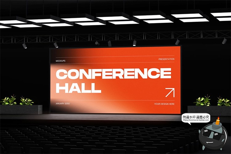 图片[2]-影院会议厅展会大屏幕发布会演讲舞台投影模型展示贴图样机PS素材-设计猿