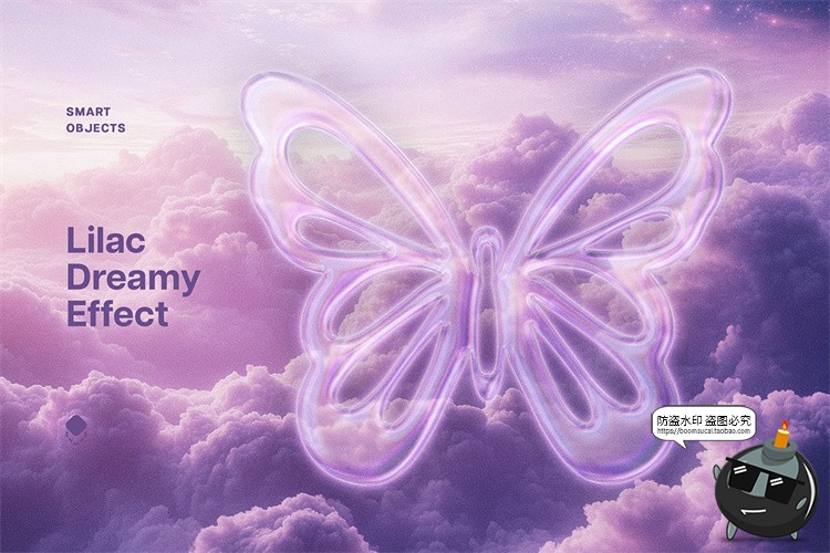 图片[1]-3D立体梦幻透明玻璃文本标题logo徽标字体特效PSD模板样机PS素材-设计猿