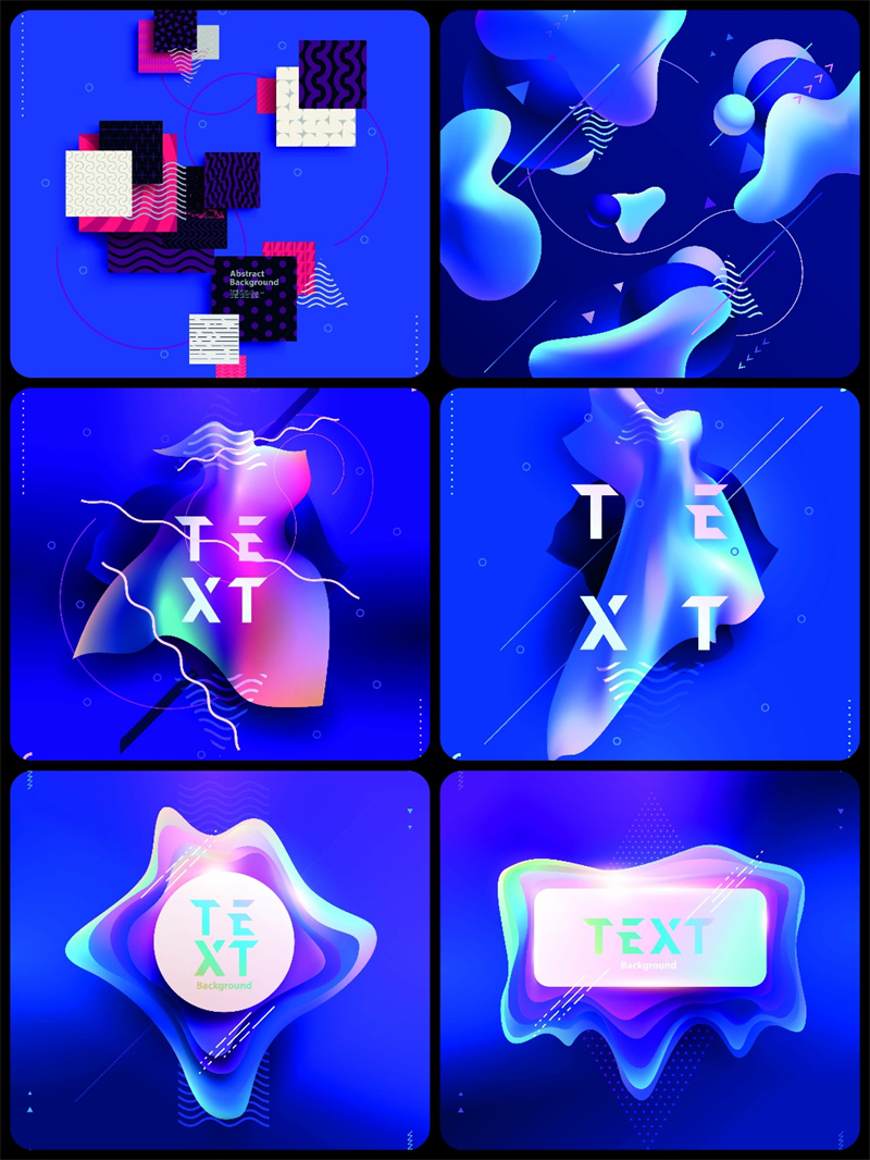 欧美几何流体渐变蒸汽波风抽象封面异形元素H5海报AI矢量模板素材-设计猿