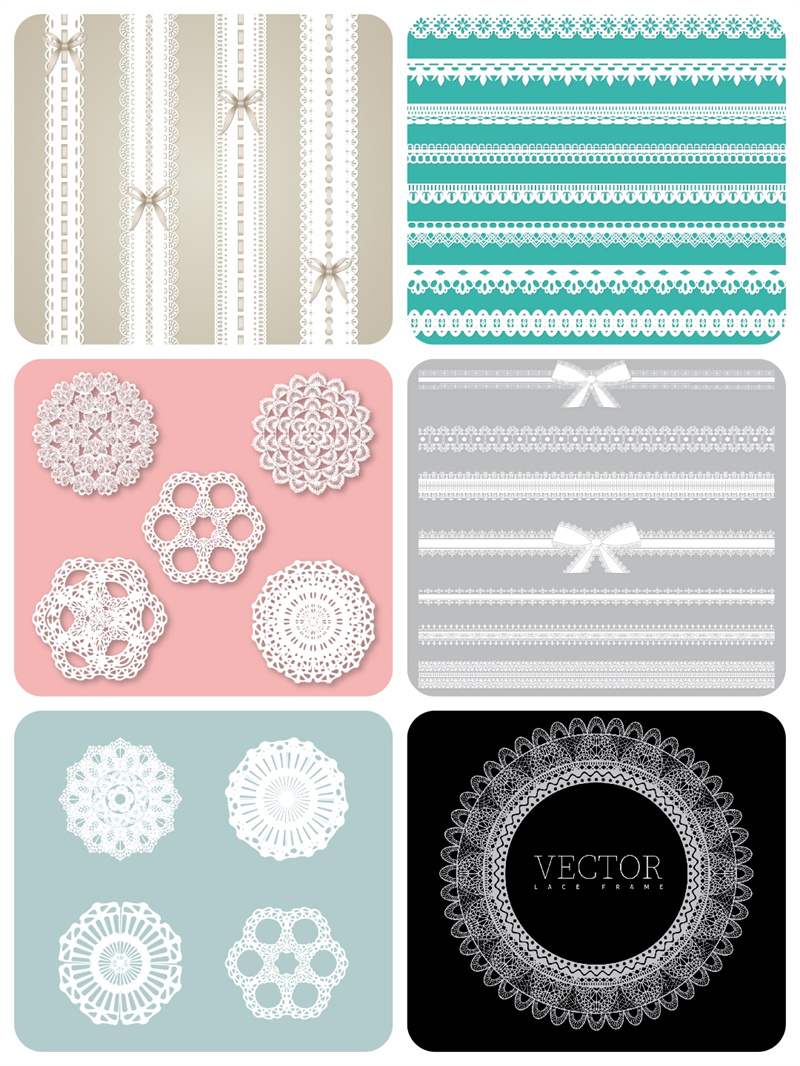 精美蕾丝花边花纹底纹边框蝴蝶结分割线图案AI矢量源文件设计素材-设计猿