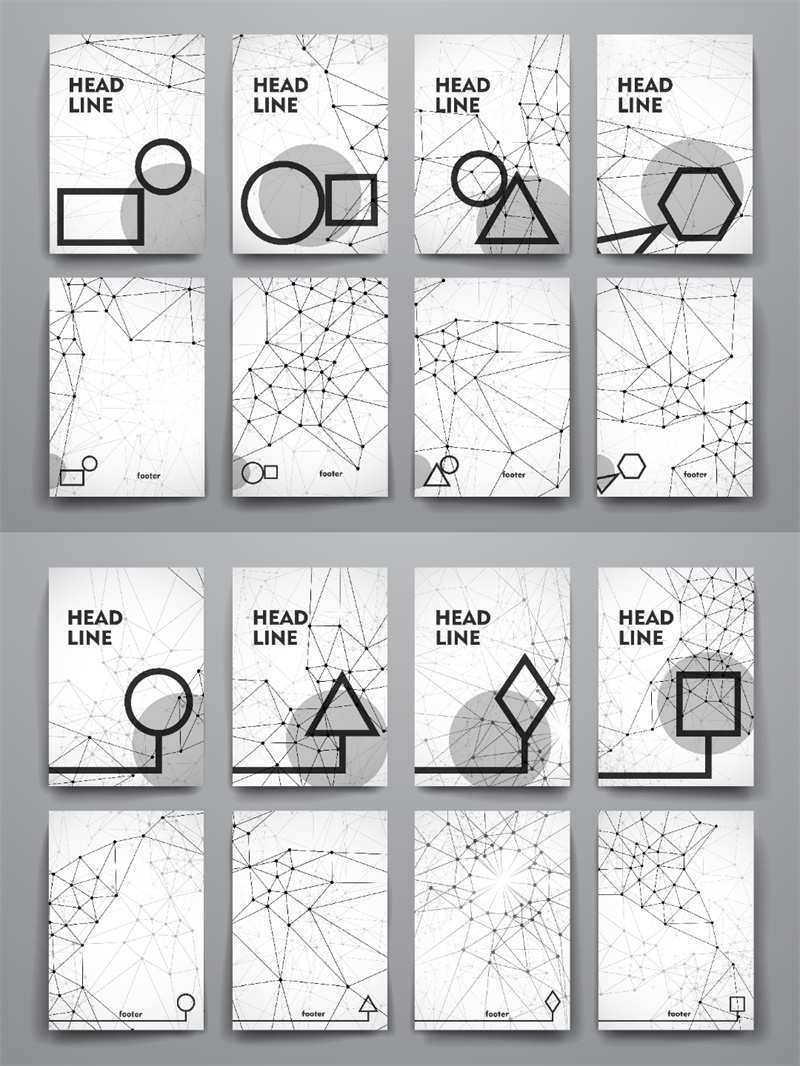 基因分子结构几何海报高科技抽象图形背景DNA小册子AI矢量模板-设计猿