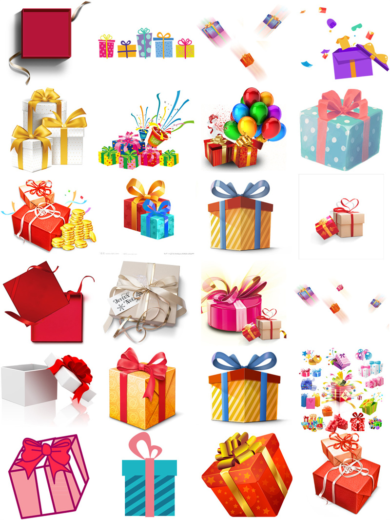 礼品礼盒奖励高清素材卡通礼物元素图案图片PSD分层PNG免抠图素材-设计猿