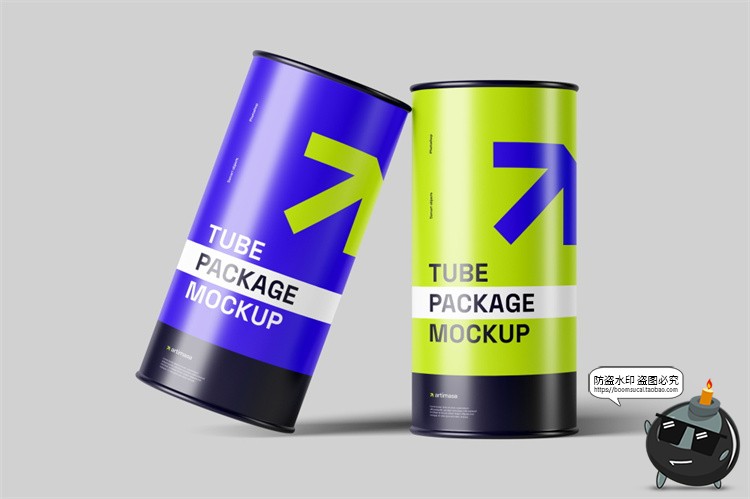 图片[5]-圆柱纸板管圆罐头圆筒状产品模型品牌包装贴图psd模板样机PS素材-设计猿
