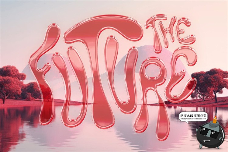 图片[3]-3D迷幻Y2K透明玻璃文本标题logo徽标贴图样机PSD字体特效样机素材-设计猿