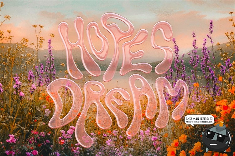 图片[4]-3D迷幻Y2K透明玻璃文本标题logo徽标贴图样机PSD字体特效样机素材-设计猿