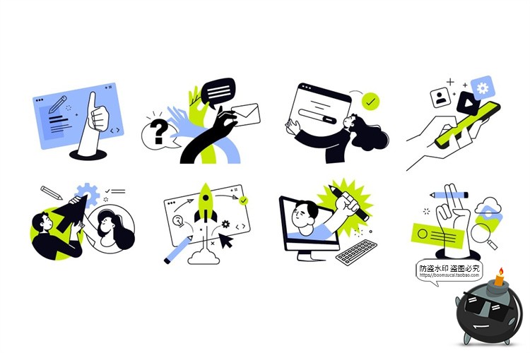 网页页面应用程序设计开发场景创意想法人物插画AI矢量PNG素材图-设计猿