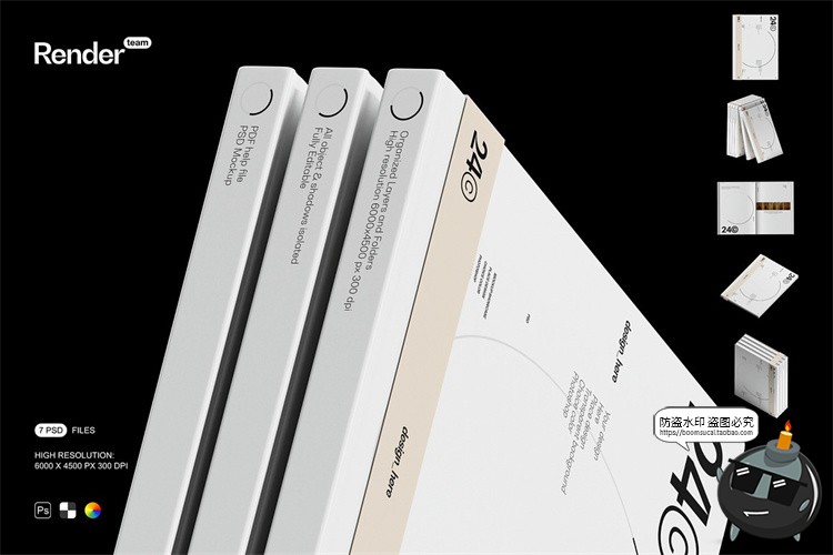 图片[1]-硬面精装书籍装帧画册封面腰封套装作品展示效果图PSD样机PS素材-设计猿