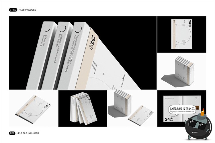 图片[2]-硬面精装书籍装帧画册封面腰封套装作品展示效果图PSD样机PS素材-设计猿