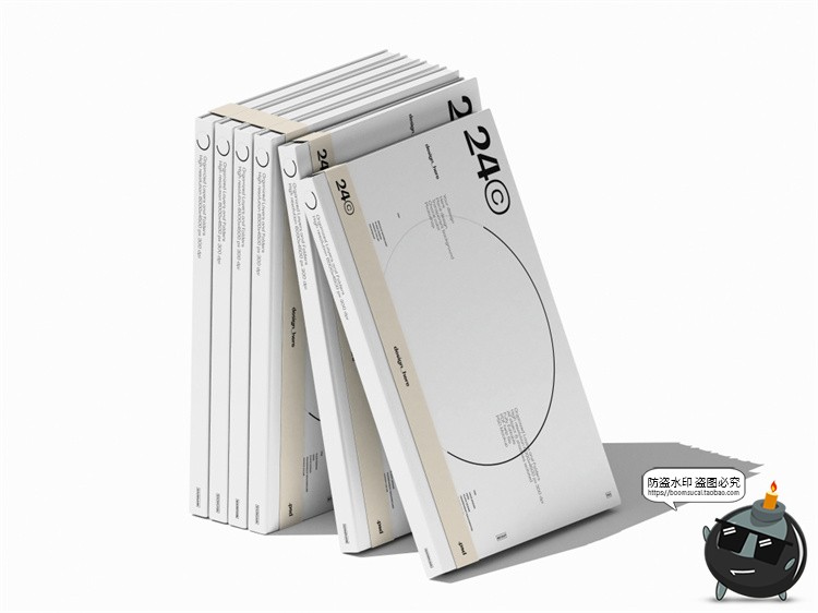 硬面精装书籍装帧画册封面腰封套装作品展示效果图PSD样机PS素材-设计猿