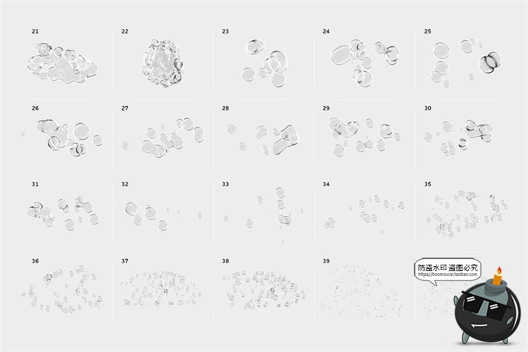 透明玻璃气泡水滴水珠PNG泡泡时尚科幻失真扭曲特效PSD模板PS素材-设计猿