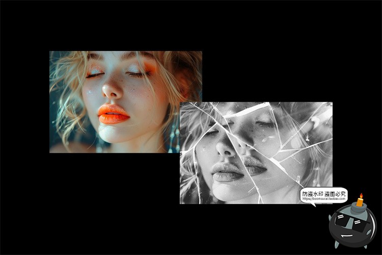 图片[5]-黑白单色玻璃破碎裂效果照片图像图层效果特效样机PSD模板PS素材-设计猿