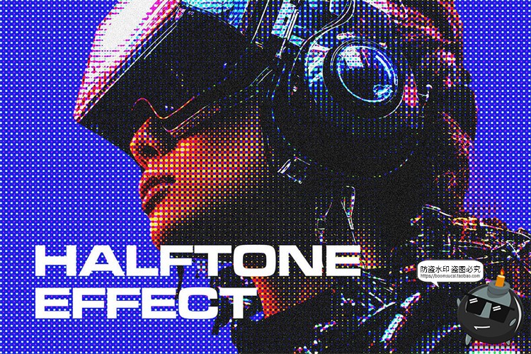 图片[1]-潮流复古点阵低保真半调失真肌理图像照片特效滤镜样机模板PS素材-设计猿