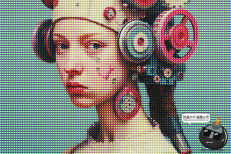 图片[2]-潮流复古点阵低保真半调失真肌理图像照片特效滤镜样机模板PS素材-设计猿