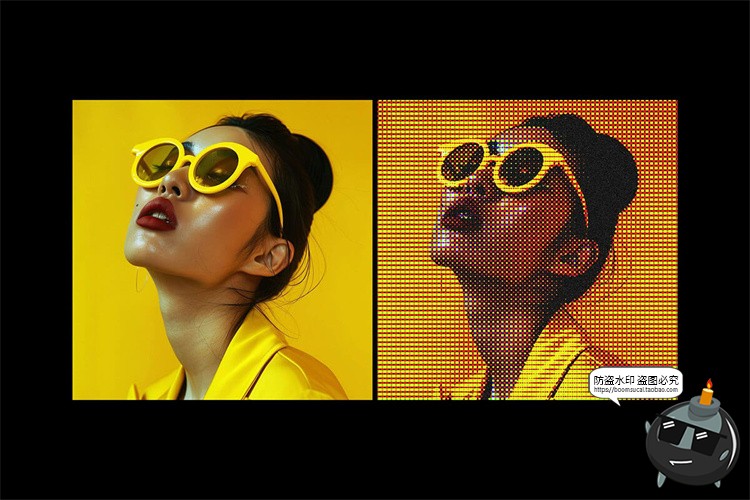 图片[3]-潮流复古点阵低保真半调失真肌理图像照片特效滤镜样机模板PS素材-设计猿