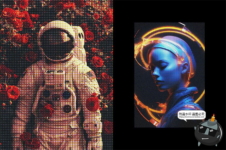 图片[4]-潮流复古点阵低保真半调失真肌理图像照片特效滤镜样机模板PS素材-设计猿