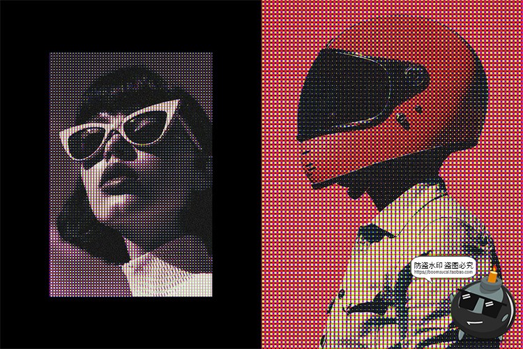 图片[5]-潮流复古点阵低保真半调失真肌理图像照片特效滤镜样机模板PS素材-设计猿