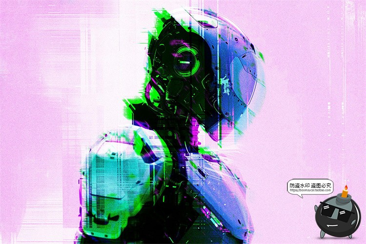 图片[2]-潮流未来科幻赛博朋克扭曲错位故障图像特效滤镜样机PSD模板素材-设计猿