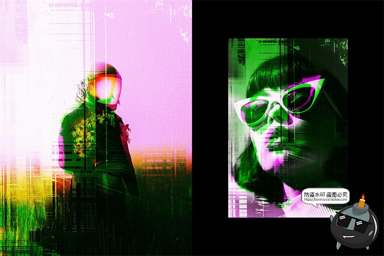 图片[3]-潮流未来科幻赛博朋克扭曲错位故障图像特效滤镜样机PSD模板素材-设计猿