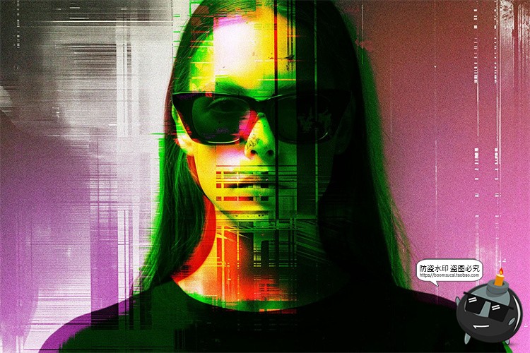 图片[4]-潮流未来科幻赛博朋克扭曲错位故障图像特效滤镜样机PSD模板素材-设计猿