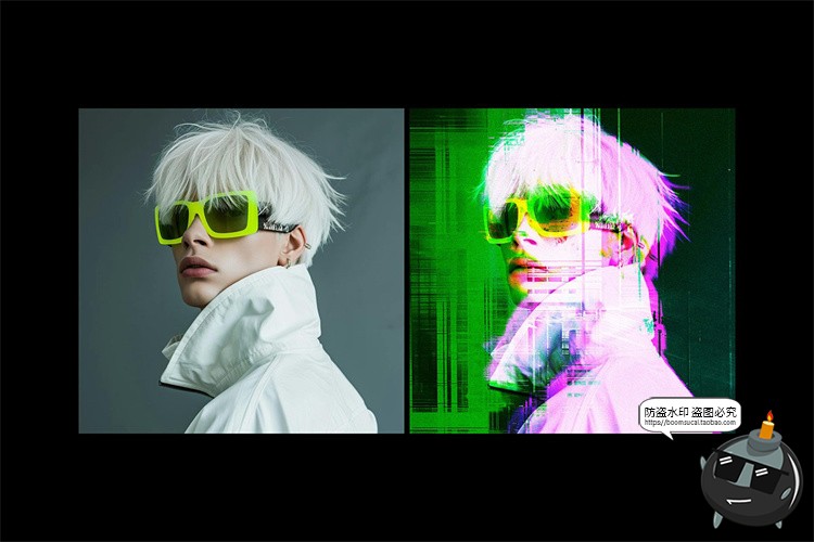 图片[5]-潮流未来科幻赛博朋克扭曲错位故障图像特效滤镜样机PSD模板素材-设计猿