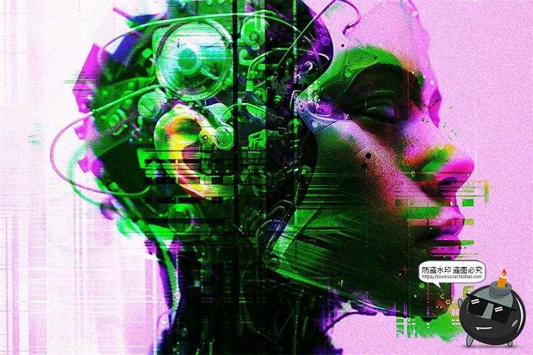 图片[7]-潮流未来科幻赛博朋克扭曲错位故障图像特效滤镜样机PSD模板素材-设计猿