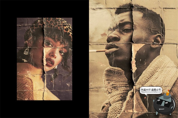 图片[6]-复古做旧折痕褶皱破损牛皮瓦楞纸板照片特效滤镜样机PSD模板素材-设计猿