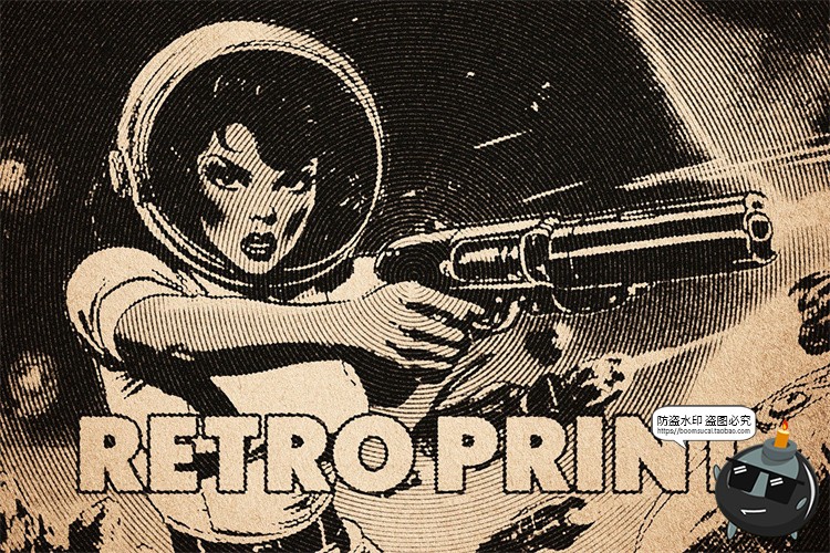 图片[1]-复古黑白发黄半色调墨水墨印复印打印照片效果滤镜样机模板PS素材-设计猿