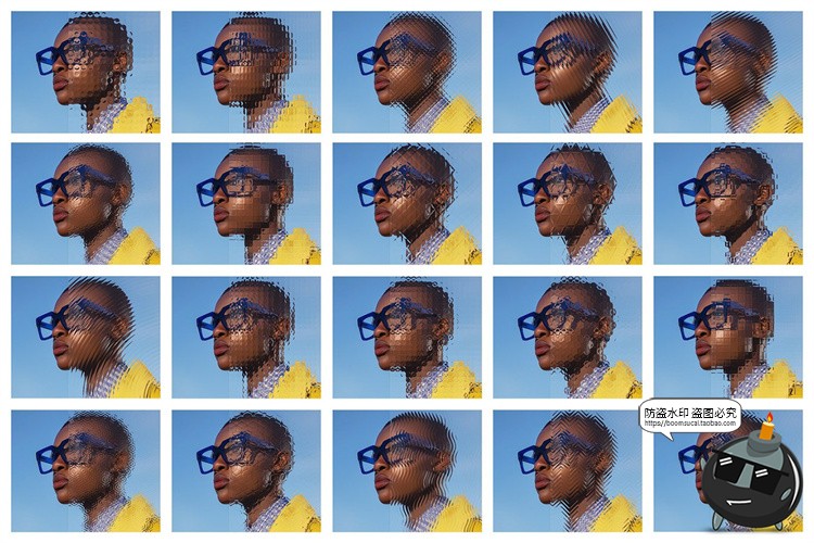 图片[2]-复古时尚艺术压花长虹磨砂玻璃扭曲错位置换滤镜样机特效PS素材-设计猿