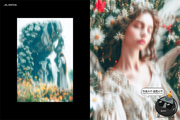 复古迷幻朦胧梦幻柔光模糊弥散射光晕图像滤镜特效PSD模板PS素材-设计猿