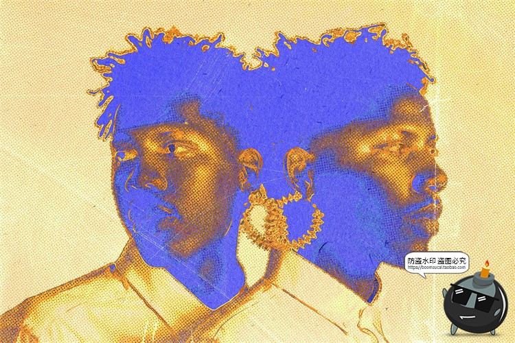 图片[3]-潮流复古艺术怀旧褪色失真点阵半调肖像特效滤镜样机PSD模板素材-设计猿
