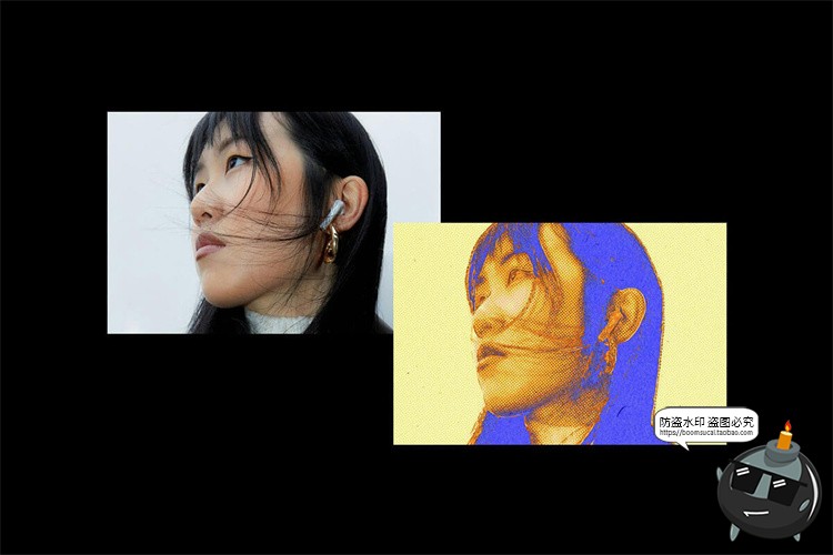 图片[7]-潮流复古艺术怀旧褪色失真点阵半调肖像特效滤镜样机PSD模板素材-设计猿