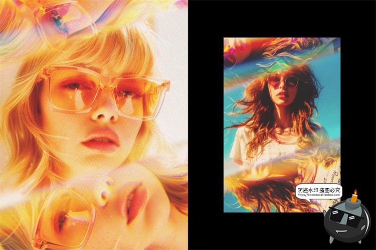 图片[5]-万花筒棱镜玻璃折射光影倒影图像照片特效滤镜样机PSD模板PS素材-设计猿