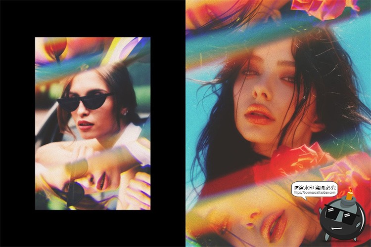 图片[6]-万花筒棱镜玻璃折射光影倒影图像照片特效滤镜样机PSD模板PS素材-设计猿