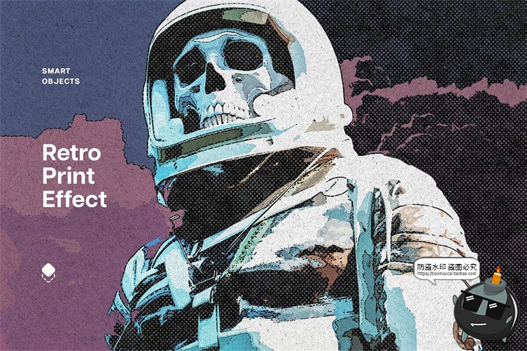 图片[1]-潮流复古手绘插画半调怀旧低保真颗粒做旧漫画滤镜特效样机PS模板-设计猿