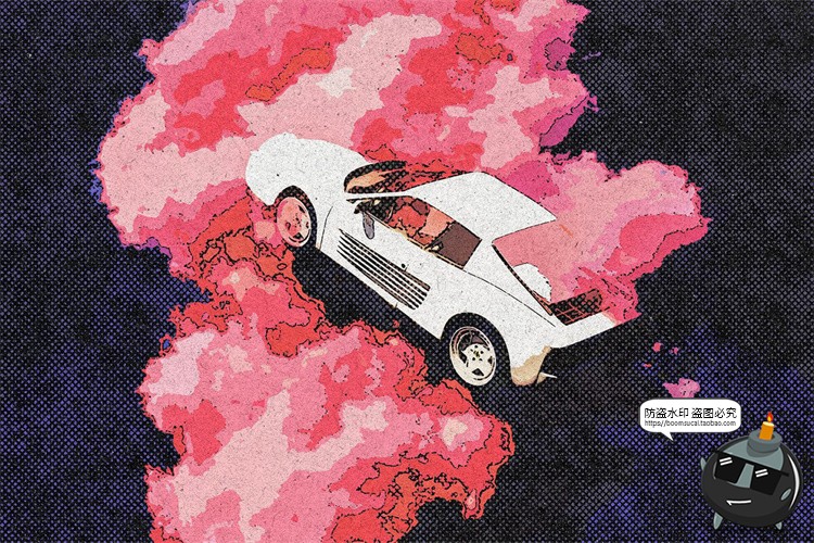 图片[6]-潮流复古手绘插画半调怀旧低保真颗粒做旧漫画滤镜特效样机PS模板-设计猿