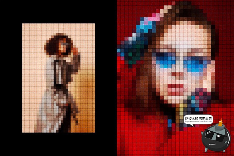 图片[2]-复古马赛克像素化照片图像模糊特效效果后期滤镜样机PSD模板素材-设计猿