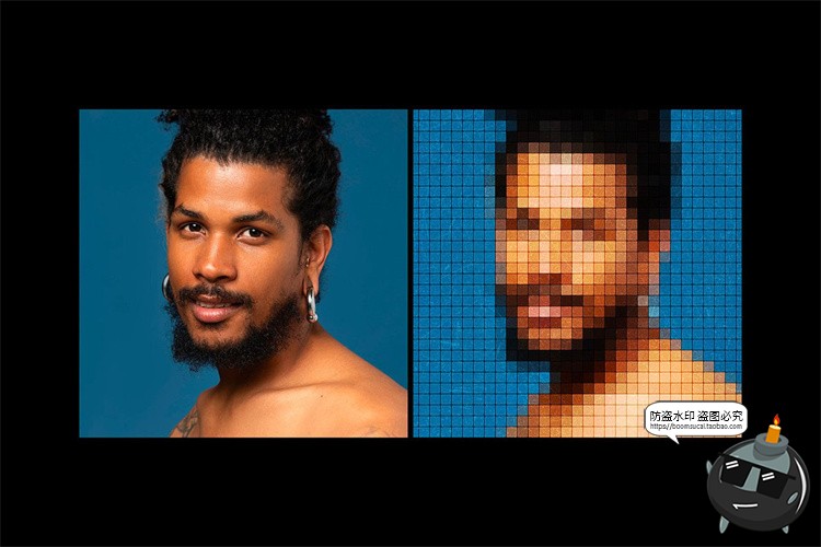 图片[3]-复古马赛克像素化照片图像模糊特效效果后期滤镜样机PSD模板素材-设计猿