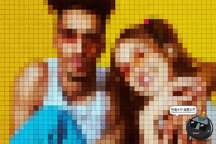 图片[4]-复古马赛克像素化照片图像模糊特效效果后期滤镜样机PSD模板素材-设计猿