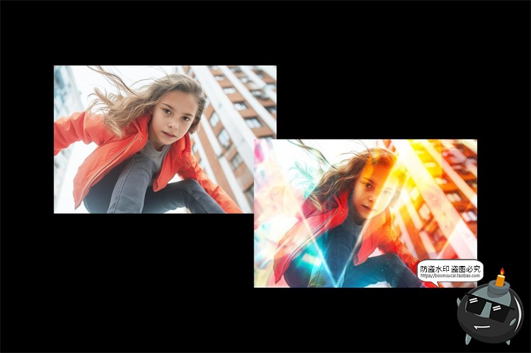 图片[4]-棱镜破碎玻璃折射虹光渐变照片图像特效智能贴图样机PSD模板素材-设计猿