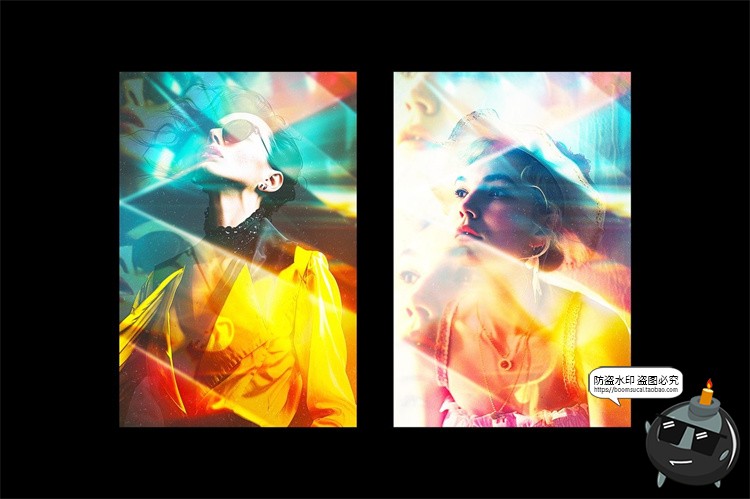 图片[7]-棱镜破碎玻璃折射虹光渐变照片图像特效智能贴图样机PSD模板素材-设计猿