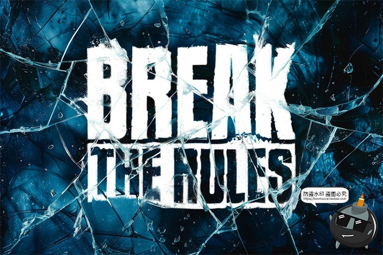 图片[2]-磨砂玻璃冰冻冰层透明碎裂破碎文字母徽标效果特效样机模板PS素材-设计猿