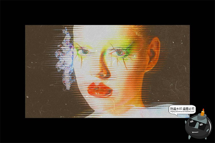 图片[2]-潮流复古酸性VHS影像故障褪色失真图像照片滤样机特效PSD模板素材-设计猿