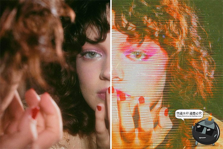 图片[3]-潮流复古酸性VHS影像故障褪色失真图像照片滤样机特效PSD模板素材-设计猿