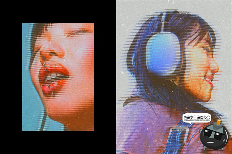 图片[4]-潮流复古酸性VHS影像故障褪色失真图像照片滤样机特效PSD模板素材-设计猿