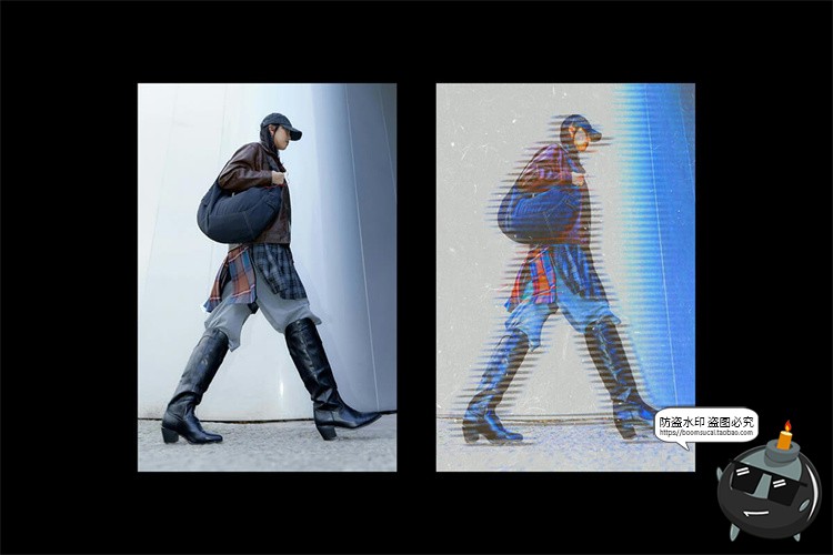 图片[6]-潮流复古酸性VHS影像故障褪色失真图像照片滤样机特效PSD模板素材-设计猿