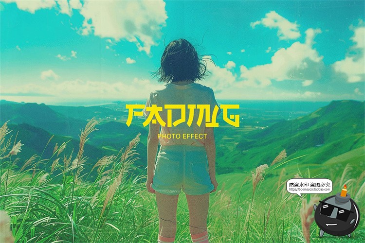 图片[1]-日系怀旧胶片复古褪色颗粒风景图像照片特效滤镜样机PSD模板素材-设计猿