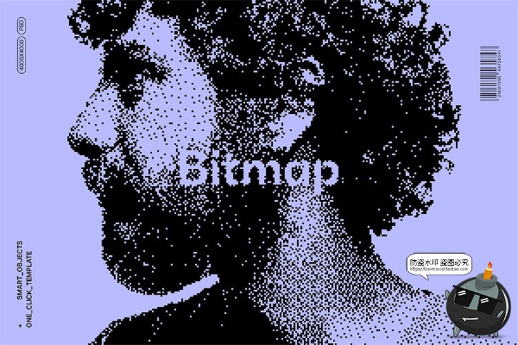 图片[1]-潮流复古点阵像素低保真马赛克抽象艺术图像滤镜样机PSD模板素材-设计猿