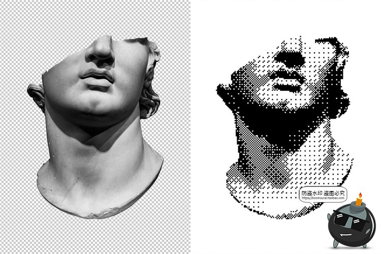 图片[4]-潮流复古点阵像素低保真马赛克抽象艺术图像滤镜样机PSD模板素材-设计猿