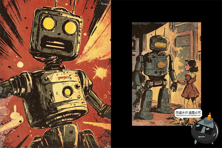 图片[2]-潮流复古怀旧手绘漫画半调做旧颗粒噪点插画滤镜样机特效PSD模板-设计猿